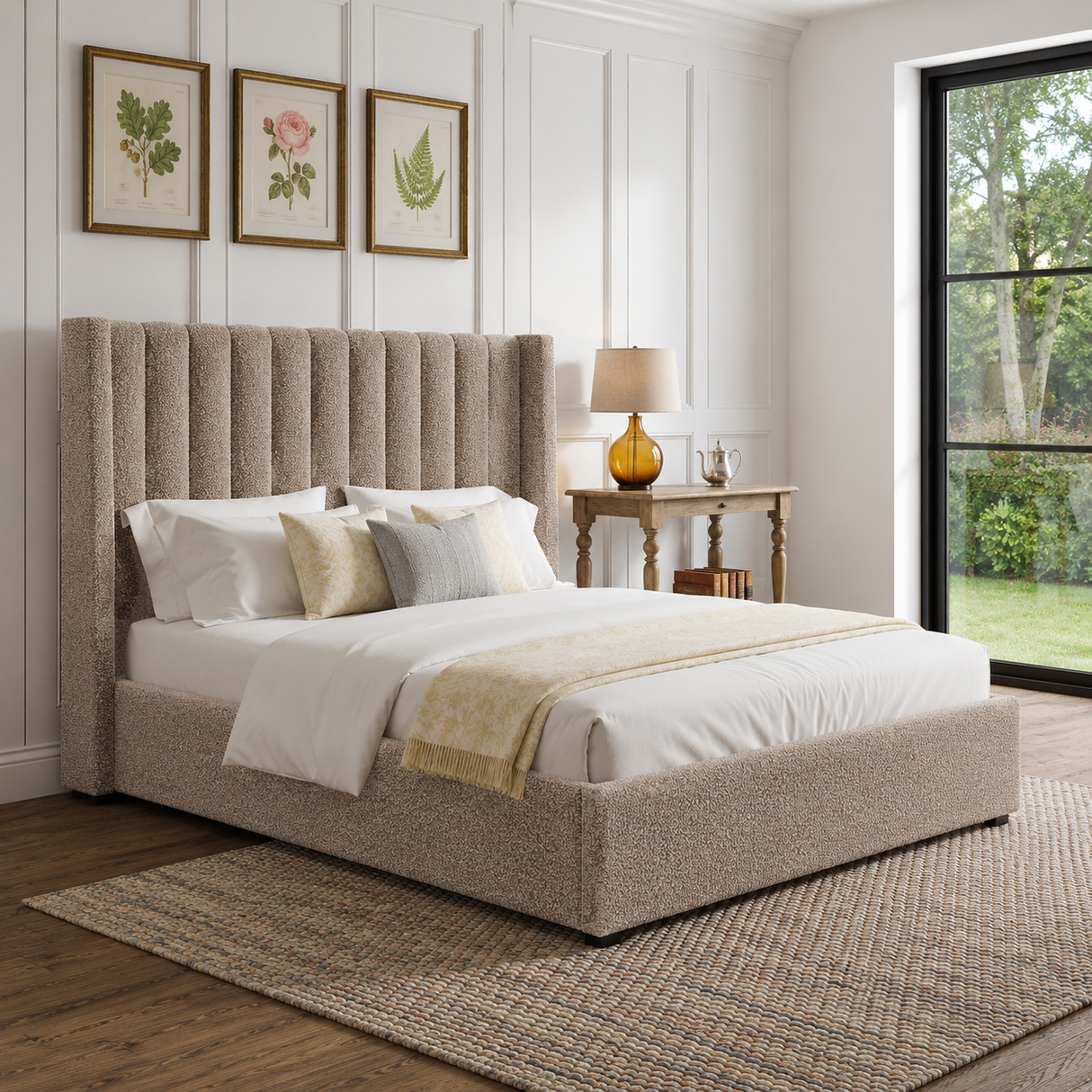 Elora Wingback Ottoman Storage Bed