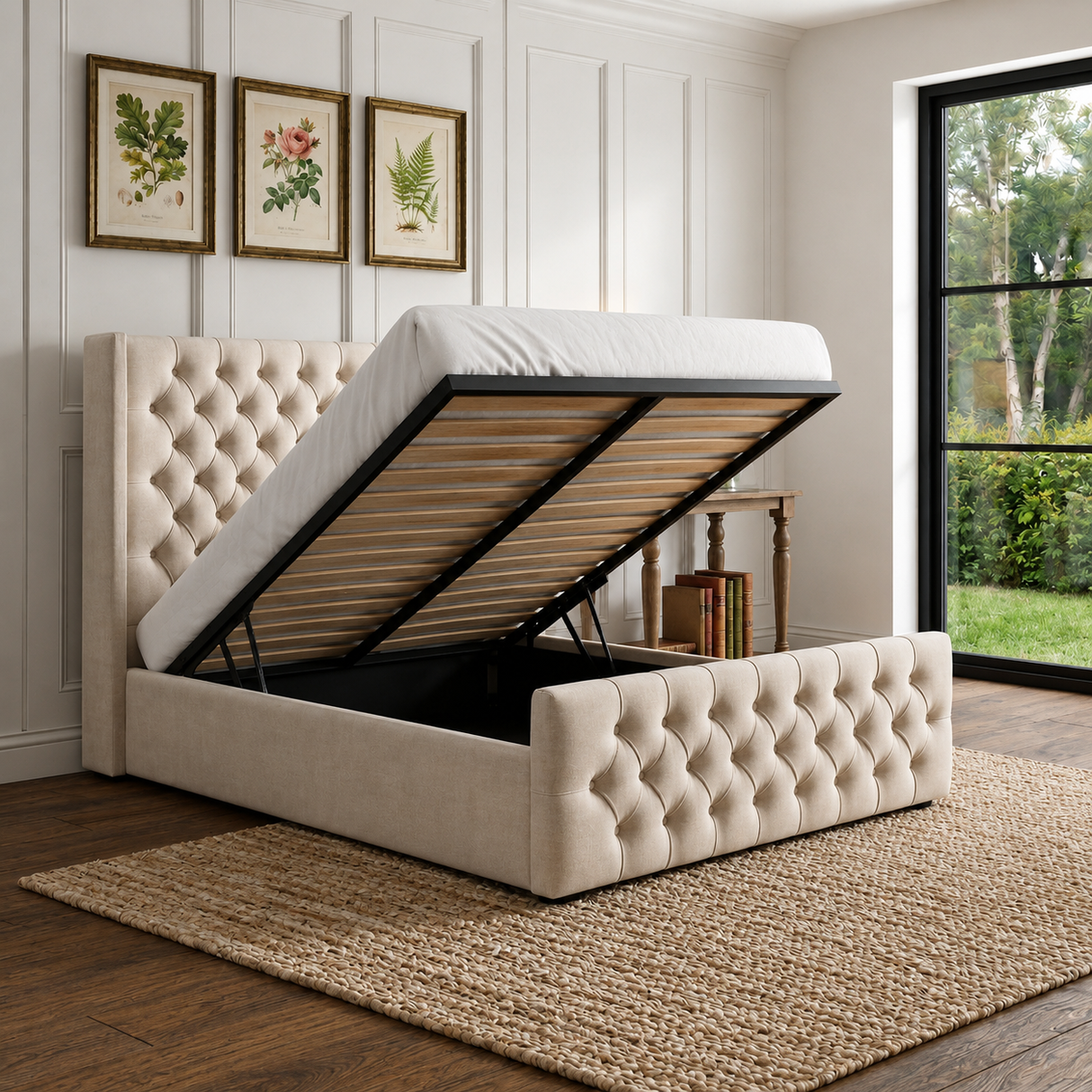 Isla Wingback Ottoman Storage Bed