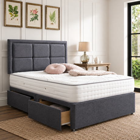 Reed Divan Bed Set With Button Border Headboard The Bed Loft