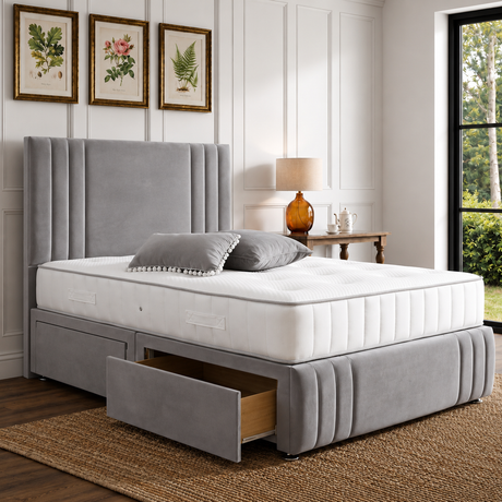 Mila Divan Bed Set With Tall Button Headboard and Footboard The Bed Loft