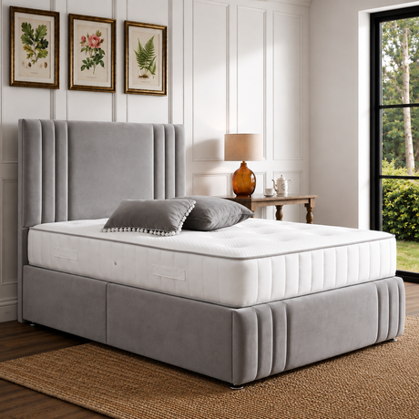 Mila Divan Bed Set With Tall Button Headboard and Footboard The Bed Loft