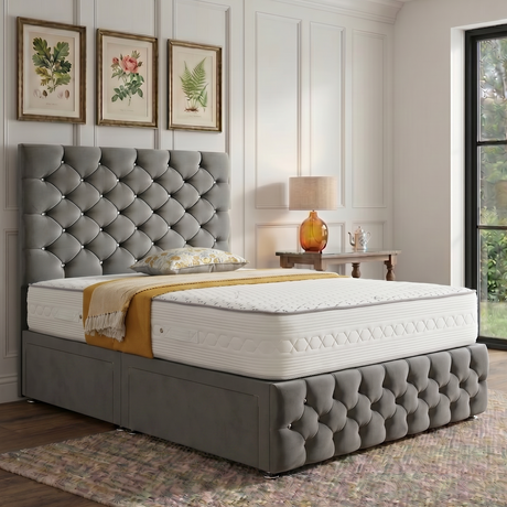 Maple Divan Bed Set With Tall Button Headboard and Footboard The Bed Loft